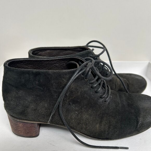 MARSELL Rare Lace Up Suede Chunky Heeled Oxford Booties Distressed Look Sz 37.5 - Picture 2 of 8
